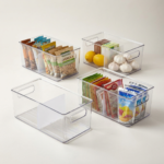 Pestsafe Clear Pantry Storage Bins with Removable Dividers, 4 Pack